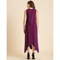 thumbnail image 4 of Moomaya Contemporary Asymmetric Round Neck Solid Rayon Dress Loose Fit Day Dress, 4 of 9