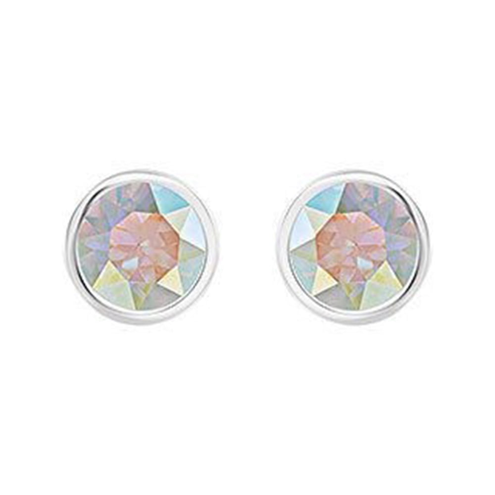 SWAROVSKI Aurora Borealis Crystal Solitaire Studs Pierced Earrings Rhodium #5101343