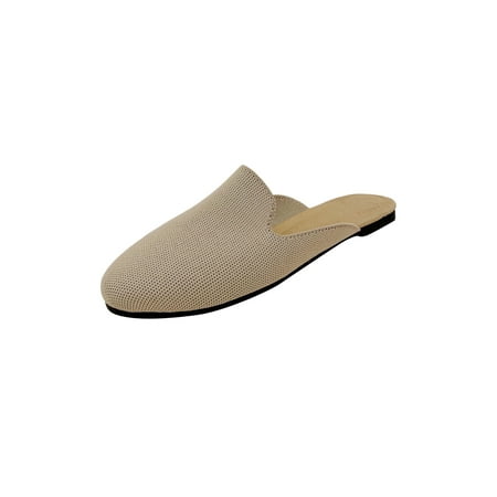 

SIMANLAN Women Mules Comfort Slides Casual Clogs Womens Lightweight Shoes Ladies Slip On Flats Apricot 8