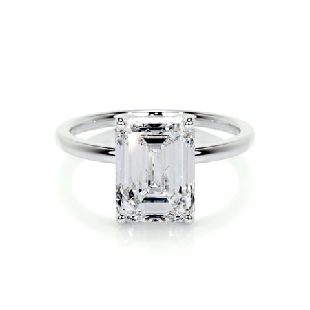 Blue Jewel White Gold Over 14K Silver Diamond Ring - Radiant Cut Excellent 2.1 Ct Diamond Ring For Women s - Solitaire Diamond Rings - Solo Stone Diamond Ring for Her - Simple Diamond Ring for Ring