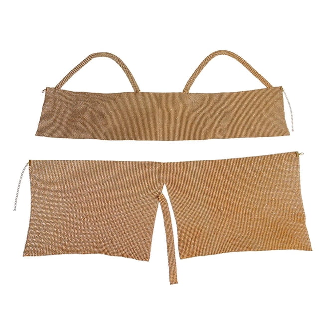 Mujeres cadena Halter sin mangas espalda descubierta Metal chaleco lentejuelas Crop paquete dorado jinwen Cadena Mujeres Cuerpo