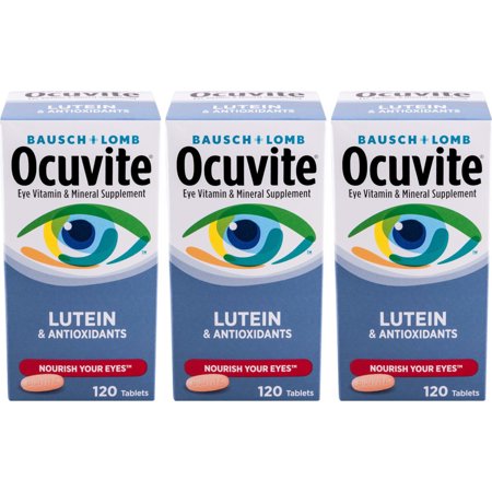 3 Pack Bausch & Lomb Ocuvite Eye Vitamin & Mineral Supplement with Lutein 120 Ea