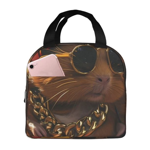 Easygdp Hip-Hop Guinea Pig. Bolsa Térmica Premium - Tela Oxford Impermeable, Gran Capacidad, Bolsillo Frontal, Unisex para Trabajo, Escuela, Actividades al Aire Libre y Picnics