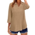 thumbnail image 1 of Neewe Hauts pour Femmes à Manches 3/4, Chic, Col en V, Chemises à Col, Blouses Tendance pour le Travail, Tenue de Bureau Décontractée, Tenues de Vacances 2026, 1 of 5