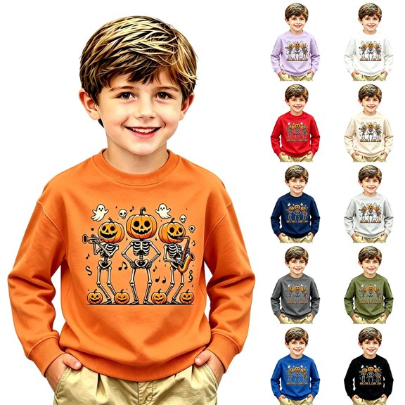 Gyexs Kids Halloween Sweatshirt Crewneck Pullover, Funny Cool Printed, Trick or Treat Apparel