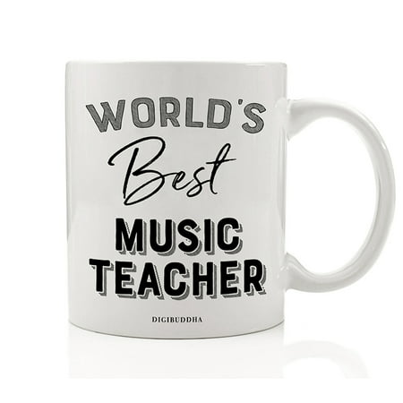 World's Best Music Teacher Coffee Mug Gift Idea Musical Education Teaching Students Choir Instruments Band Orchestra Christmas Holiday Birthday Present 11oz Ceramic Beverage Tea Cup Digibuddha DM0400