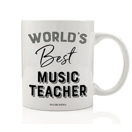 Daycare Teacher Christmas Gift Ideas World's Best Music Teacher Coffee Mug Gift Idea Musical Education Teaching Students Choir Instruments Band Orchestra Christmas Holiday Birthday Present 11oz Ceramic Beverage Tea Cup Digibuddha DM0400 ()