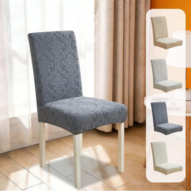 Fundas De Silla De Poliéster Funda de silla de comedor beige gruesa con respaldo integrado y funda de cojín texturizada resistente (1 unidad) JASKFLY