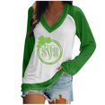 thumbnail image 1 of Blusa informal de manga larga con estampado de día de San Patricio para mujer con cuello en V para mujer Pompotops  FGAJ13067, 1 of 4