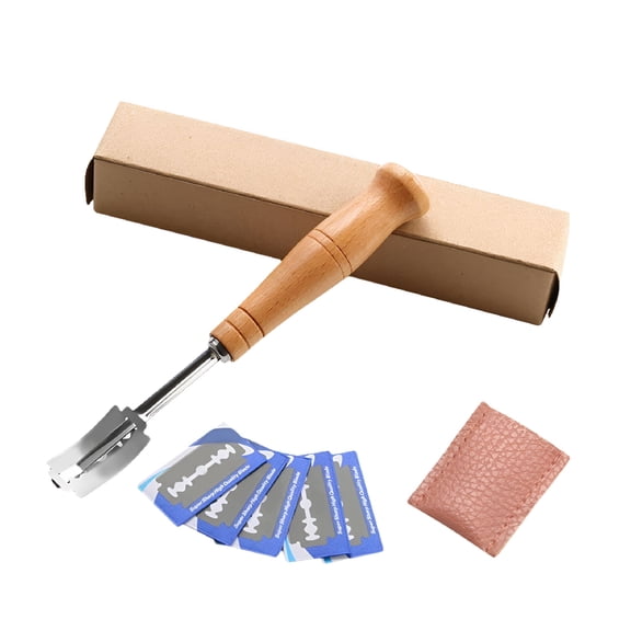 FACEGA Hand Crafted Bread Lame for Dough Scoring Knife,Lame Bread Tool for Sourdough Bread Slashing with 6 Blades Included with Replacement with Leather Protector Cover