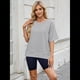 thumbnail image 5 of Camisetas de Gran Tamaño para Mujer, Cuello Redondo, Corta, Blusas Casuales de Verano, Blusas Holgadas de Corte Alto Gris XXL, 5 of 10