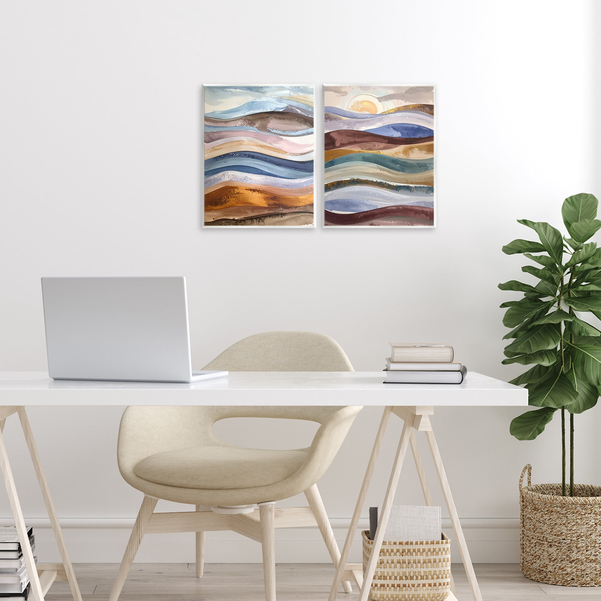 Stupell Industries Earthy Ocean Flow 2 Piece Wall Plaque Art Set, design by Alonza Saunders