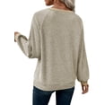 thumbnail image 4 of Shine Up Patchwork Sweatshirts for Women V Neck Long Sleeve Shirts Casual Pullover Tops, 4 of 8