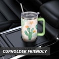 thumbnail image 7 of Mug with Handle and Straws 40 oz Stainless Steel Cactus Travel Cup Birthday Present for Men Dad Son Husband Gifts for Him/Her Water Bottle, 7 of 7