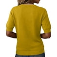 thumbnail image 4 of Womens Short Sleeve Knit Top Button Down V Neck Pullover Soft Lightweight Casual Blouse for Everyday Wear Earthy Yellow S, 4 of 4