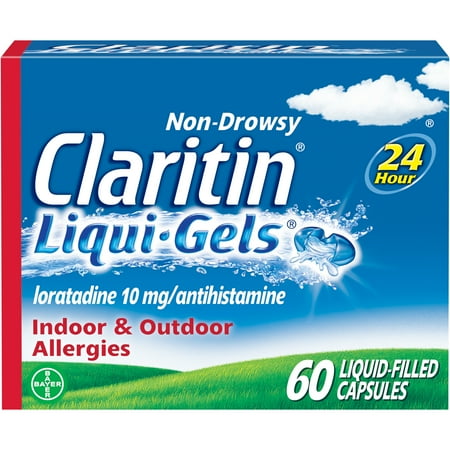 - Claritin 24 Hour Non-Drowsy Allergy Relief Liqui-Gels, 10 mg, 60 Ct