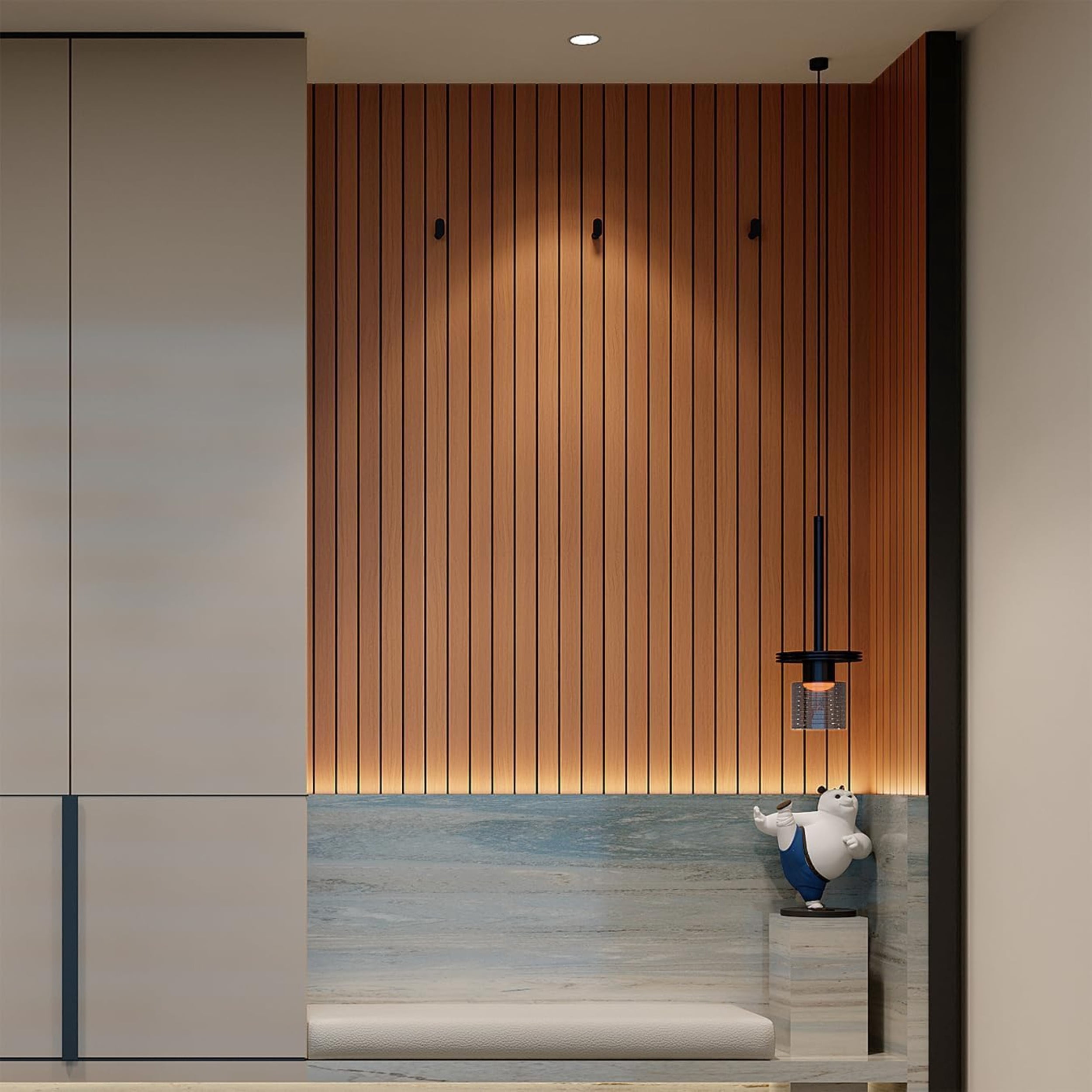 Peel and Stick PVC Slat Wall Panel 118"x15.75" Self-Adhesive Thick Faux Oak Wood Grain Wallpaper Panel 3D Soundproof Wall Panels for Walls & Ceilings