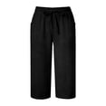 thumbnail image 3 of RUTAYY Women's Capri Pants Solid Color Straight Leg Casual High Waist Sports Loose Fit Daily Wear Classic Stylish Trousers, 3 of 5