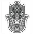 thumbnail image 3 of Hamsa Duvet Cover Set, Boho Style Line Art Mascot with Third Eye Ornamental Tattoo Design, Decorative 3 Piece Bedding Set with 2 Pillow Shams, Queen Size, White Black, by Ambesonne, 3 of 3