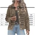 thumbnail image 3 of Byworldtasic Women's Jacket Womens Faux Suede Leather Jackets Cropped Lapel Collar Button Down Oversized Vintage Shackets, 3 of 8