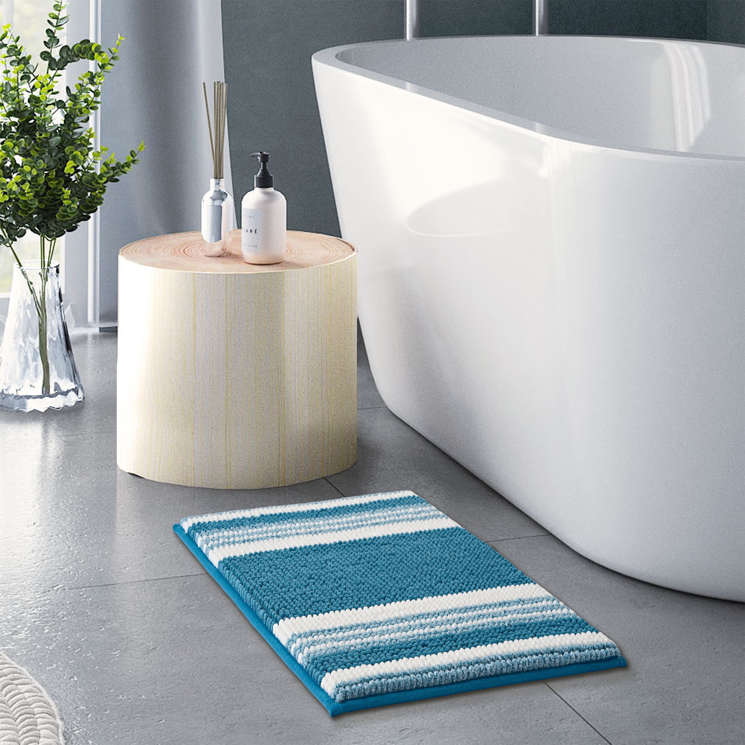 Mainstays Performance Foam Noodle Bath Rug, 17" x 24", Aqua