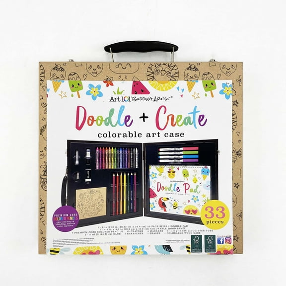 Art 101 Budding Artist 33 Piece Doodle and Create Colorable Art Set