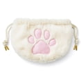 thumbnail image 2 of Bolso de cosméticos con forma de pata de gato, bonita Bolso de almacenamiento de felpa con cordón para regalo de cumpleaños (blanco), 2 of 5