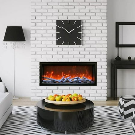 50 Extra Tall Clean Face Symmetry Electric Fireplace W Birch Logs