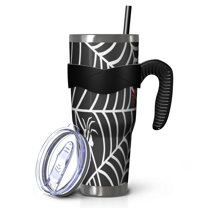 40oz Tumbler,Black Halloween Spider Webs Insulated Tumblers with Removable Handle,Stainless Steel Double Vacuum Coffee Tumbler Cup with Straw for Home,Office,Travel,Party