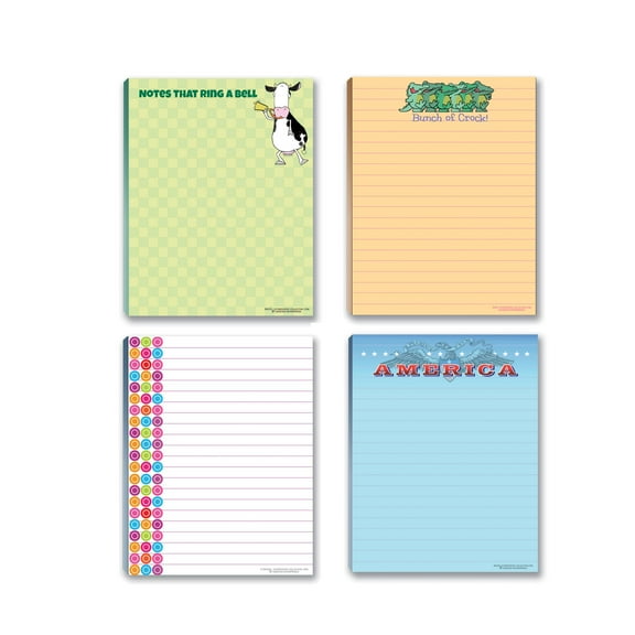Colorful and Humourous To-Do-List Writing Pads – 4 Assorted Pads – 4.25 x 5.5 In