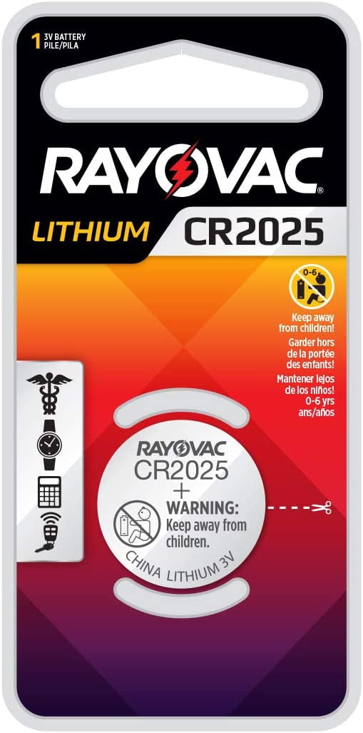 Rayovac CR2025 Battery, 3V Lithium Coin Cell CR2025 Batteries (1 Battery Count)