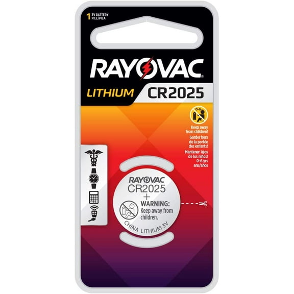 Rayovac CR2025 Battery, 3V Lithium Coin Cell CR2025 Batteries (1 Battery Count)