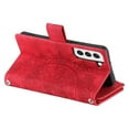 thumbnail image 4 of Nalacover for Samsung Galaxy S22 Plus Embossed Floral Pattern PU Leather Crossbody Case with Shoulder Strap,Shockproof Magnetic Flip Kickstand Credit Card Slots Zipper Pocket Wallet Phone Case,Red, 4 of 10