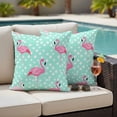 thumbnail image 2 of 2 Pack Outdoor Waterproof Throw Pillow Covers,Summer Pink Flamingo Decorative Square Pillow Case Patio Pillowcases for Chair Couch Sofa 16x16in, 2 of 9