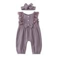 thumbnail image 1 of Newborn Baby Girl Solid Ruffle Sleeveless Romper Jumpsuit Bodysuit Summer Outfits Clothes, 1 of 9