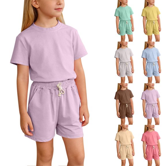 BXSRUTA Toddler Kids Short Sleeve Top and Shorts Set Soft Breathable Cotton Casual Loungewear 2 Piece Outfit