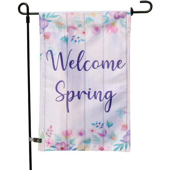 Welcome Spring Double Sided Garden Flag, Spring Outdoor Decorative Flag for Homes, Yards, and Gardens, 12 x 18 Inch