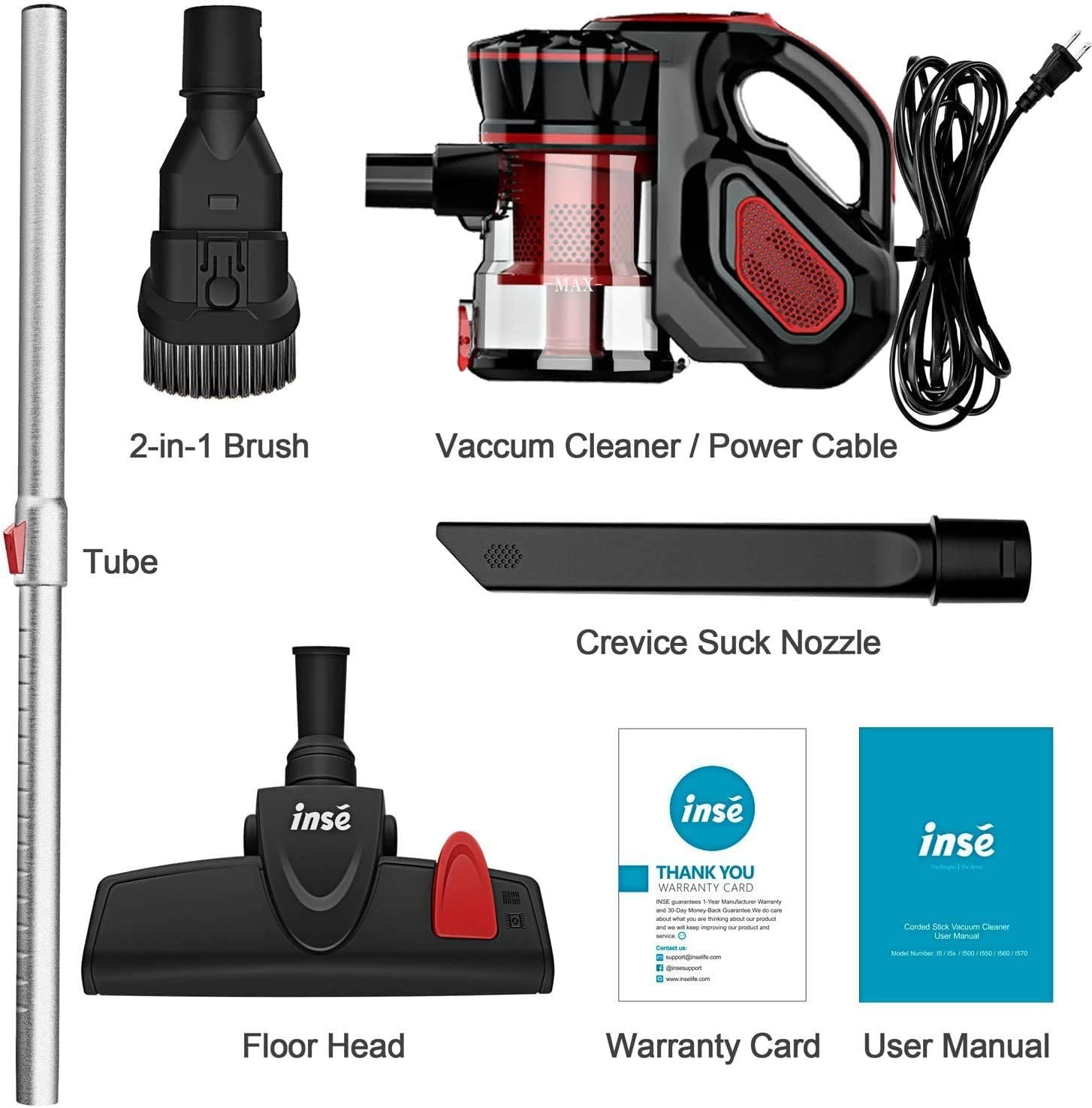 Buy INSE Corded Vacuum Cleaner for Hard Floor Carpet, 3 in 1 Handheld