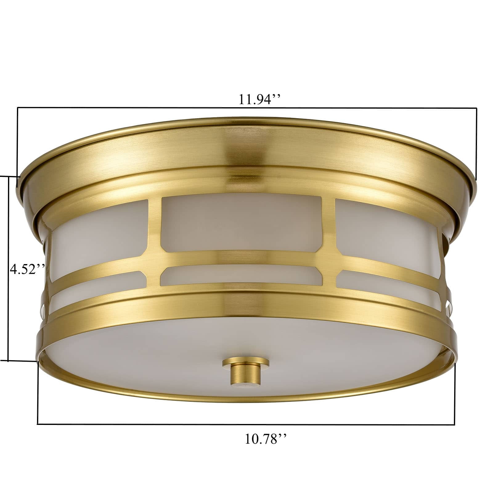 Modern Drum Glass Flush Mount Ceiling Light 2-Light Gold Ceiling Light Fixture