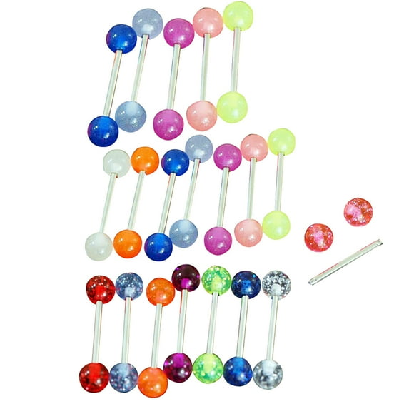 UDIYO 7/20Pcs Sequins Luminous Nipple Tongue Bar Barbell Ring Body Piercing Jewelry
