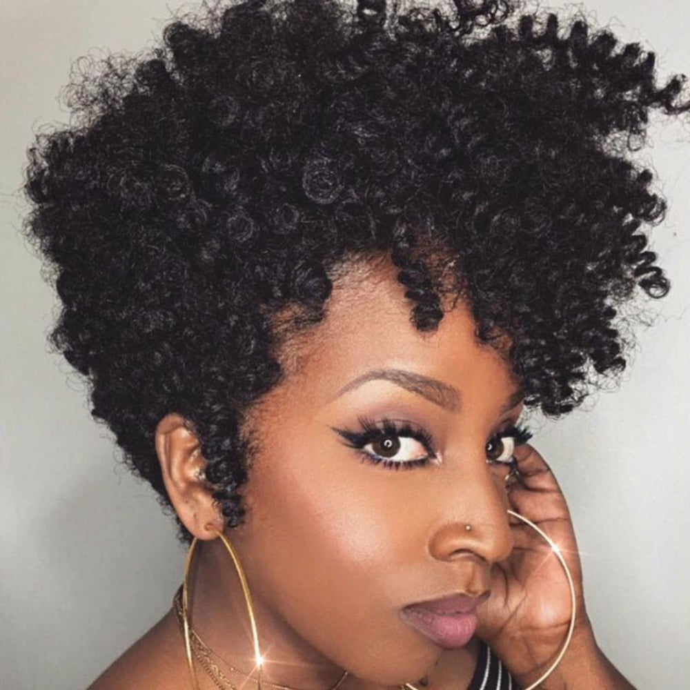 PANOEGSN Black Synthetic Curly Wigs for Women Short Wig African American Natural Human Wig For Women Curly Lace Wigs