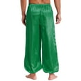 thumbnail image 2 of YONGHS Men's Arabian Prince Satin Pants Elastic Waistband Loose Bloomers Trousers Costumes Green M, 2 of 7