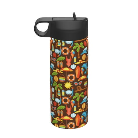 

Matuu Cute Beach Dolphin for 18oz Durable Thermal Cups Keep Drinks Cold & Hot Insulated Coffee Mug with Lid (With Straw)