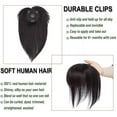 thumbnail image 4 of MY-LADY Hair Toppers for Women Real Human Hair with Bangs 3 Clip In Remy Topper Hairpiece for Thin Hair Natural Looking Hair Extensions 10inch #1B Natural Black, 4 of 8