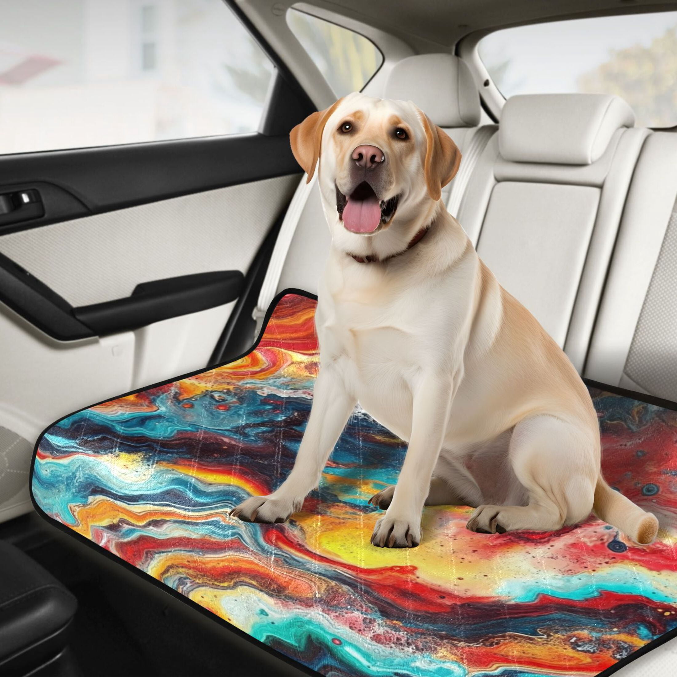 Qxltty Colorful Flow Patterns Cat litter Pads Pet Set of 2 Diaper Mats Center Anti-leakage Layer Absorbent Soft and Comfortable