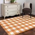 thumbnail image 4 of Orange Plaid Large Area Rugs for Bedroom Living Room, Soft Non Slip Carpet Bedside Rug, Gradient Geometric Buffalo White Checkered Rectangle Floor Cover Kitchen Accent Rug 3'x5' for Office, 4 of 9