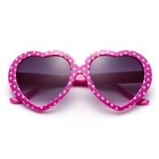 Newbee Fashion-Kids Heart Sunglasses Girls Heart Shaped Sunglasses Polka Dots Cute Vintage Look UV Protection w/Carrying Pouch