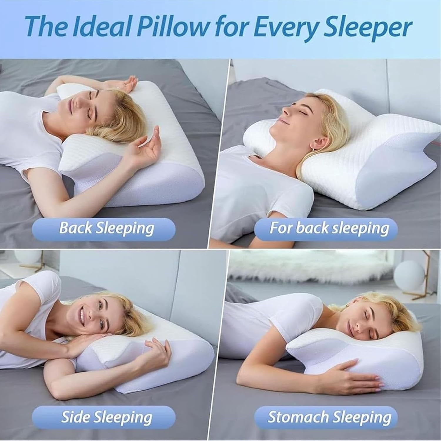 Doreve Cloudfaser Pillow, Neck Relief, Reduces Morning Head and Neck Pressure, Restful Sleep Without Cervical Compression