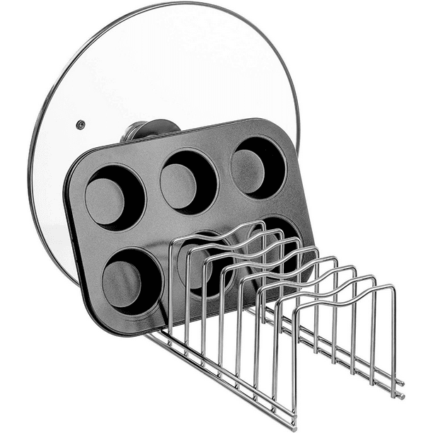 SANNO Pot Lid Organizer,Lid Rack Holder Kitchen Organizer for Pot Lids