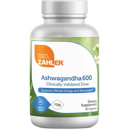 Zahler Ashwagandha Capsules, KSM-66 Aswhagandha 600mg Supplement, Relaxation and Stress Support, Kosher, 60 Capsules